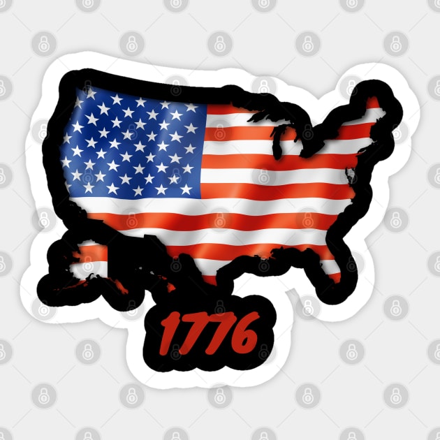 1776 American Flag Map Sticker by Think Sarcasm Store